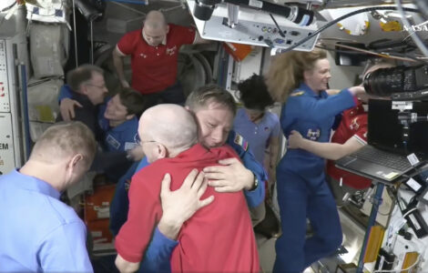 NASA's stuck astronauts welcome their newly arrived replacements to the space station
